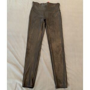 Spanx Faux Leather Leggings Womens Large Black High Rise Stretch Pants Shapewear